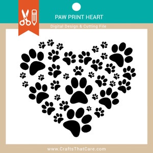 Impression de patte coeur SVG | Chien SVG | Svg maman fourrure | Chien maman svg | Empreinte de patte, patte svg, svg pour amoureux des chiens, fichier de coupe Cricut