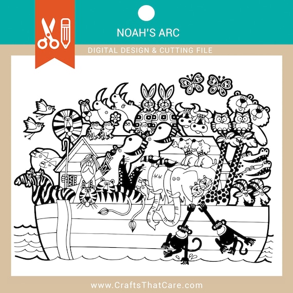 ANIMALS Noah's Ark Svg, Two by Two, Coloring Page, Noah's Arc