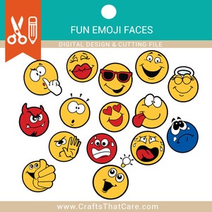 CARAS EMOJI / Caras divertidas de Emoji / SVG / Descarga digital / Archivo de corte / Descarga instantánea
