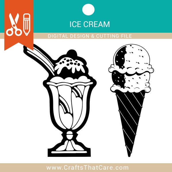 Ice Cream Cone | Ice Cream Sundae |SVG Cutting Files | Digital File | Vector | Cricut | Silhouette | Instant Download