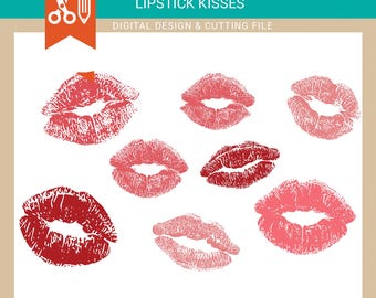 LIPSTICK KISSES | Lips, lipstick svg, kisses svg, smootch, trendy lipstick kisses