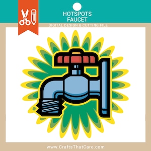 HOT SPOTS | Faucet, Outdoor Faucet, Bathroom Faucet, Kitchen Faucet, Faucet, SVG, Png, Digital Download, Retro Exclamation, Digital Download