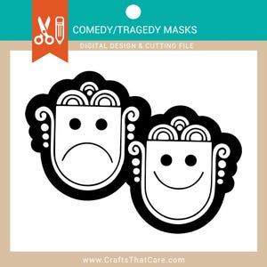 Maschere commedia tragedia / Ying Yang / Maschere felici e tristi / SVG / PNG / File di taglio / Download immediato