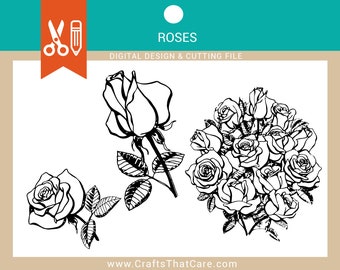 ROSE / Fiori / SVG / Download digitale / File di taglio / Download istantaneo