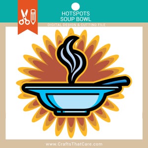 PUNTOS CALIENTES / Sopa caliente en un tazón, tazón de sopa, la vida es un tazón de sopa, SVG, Png, exclamación retro, descarga digital