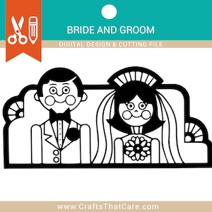 BODA / novia y novio, adorno para tarta de boda, svg de novia, svg de novio, pareja casada, recién casados, bordado, página para colorear