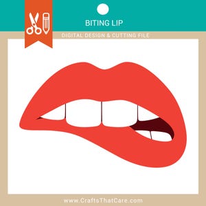LIPS | Biting Lip, Biting Design, Red Lip Biting, Red Lips, SVG, PNG, Instant Digital Download