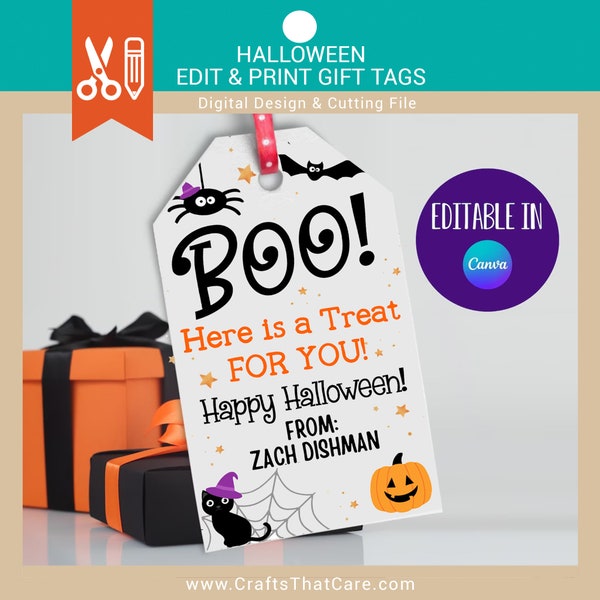 HALLOWEEN | Étiquettes cadeaux, étiquettes cadeaux Boo, des bonbons ou des sorts, sacs à cadeaux, étiquettes d'Halloween imprimables, cadeau d'Halloween, étiquettes cadeaux Boo