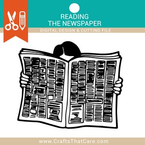 Leyendo el periódico / SVG / PNG / Descarga instantánea
