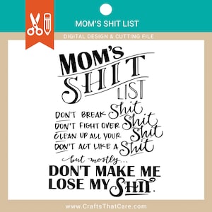 MOM LIFE, Lista de merda da mãe, Dia das mães, placa de cozinha svg, presente de dia das mães, presente para avó, presente para filha, presente para mães da noiva