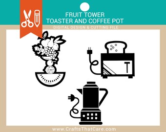 Tostapane / Caffettiera / Torre di frutta / SVG / PNG / File di taglio / Download istantaneo