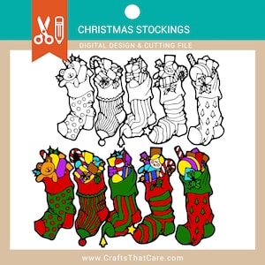 CHRISTMAS | Christmas Stocking, Stocking Line Art, Christmas Clipart, Vector Cut file, Decal, Sticker, SVG, PNG, Instant Digital Download