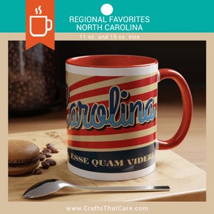 REGIONAL FAVORITES | North Carolina, North Carolina mug, North Carolina coffee mug, North Carolina Gift, coffee lover, gift for her
