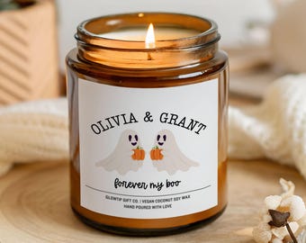 Custom Forever My Boo Halloween Candle – Personalized Couple Gift for Her, Custom Name Candle, Eco-Friendly Wax