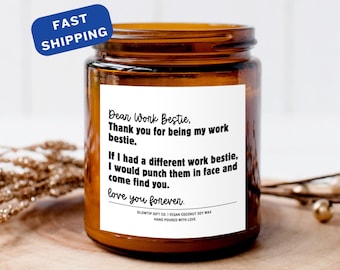 Candle Gift for Coworker, Thanks for Being My Work Bestie Gift, Funny Gift for Co Worker, Co Worker Christmas Gift, Co Worker Birthday Gift