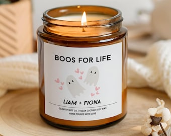 Personalized Halloween Candle – Boos for Life Personalized Couples Gift, Custom Name Candle, Eco-Friendly Wax