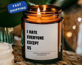 Best Friend Gift, Friendship Gift, Best Friend Gift, I Hate Everyone Except Us Funny Candle for Best Friend Birthday, Funny Friend Gift