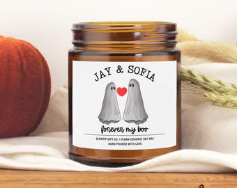Personalized Halloween Candle – Forever My Boo Personalized Couples Gift, Custom Name Candle, Eco-Friendly Wax