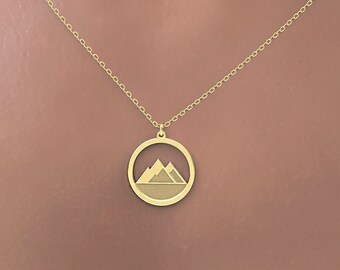 Collier montagne délicat, pendentif montagne à superposer 14 carats, collier montagne, collier montagne en or massif 14 carats, cadeau unique en or véritable