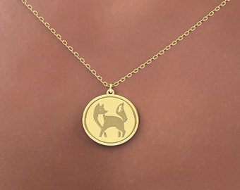 Dainty 14k Solid Gold fox Necklace,  personalized Wild Fox , Fox Spirit Animal, Gift For Friend, Dainty Necklace, Personalized Gift For Her