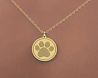 Collier patte de chien, pendentif en or massif 14 carats, pendentif personnalisé, breloque patte en or, cadeau pour propriétaire de chien, cadeau pour amoureux des chiens, pendentif empreinte de patte, cadeau chien