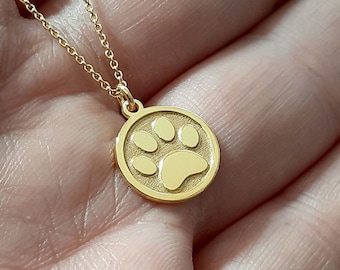 Personalized dog Paw Necklace, 14K Solid Gold Dog Paw Pendant, Gold Pet Jewelry , Puppy Paw Pendant , personalized necklace gift for her