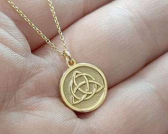 Triquetra Necklace, 14K Gold Pendant, Irish Knot Charm, Celtic Necklace, Gold Triquetra Jewelry, Gold Knot Necklace, Trinity Knot Necklace