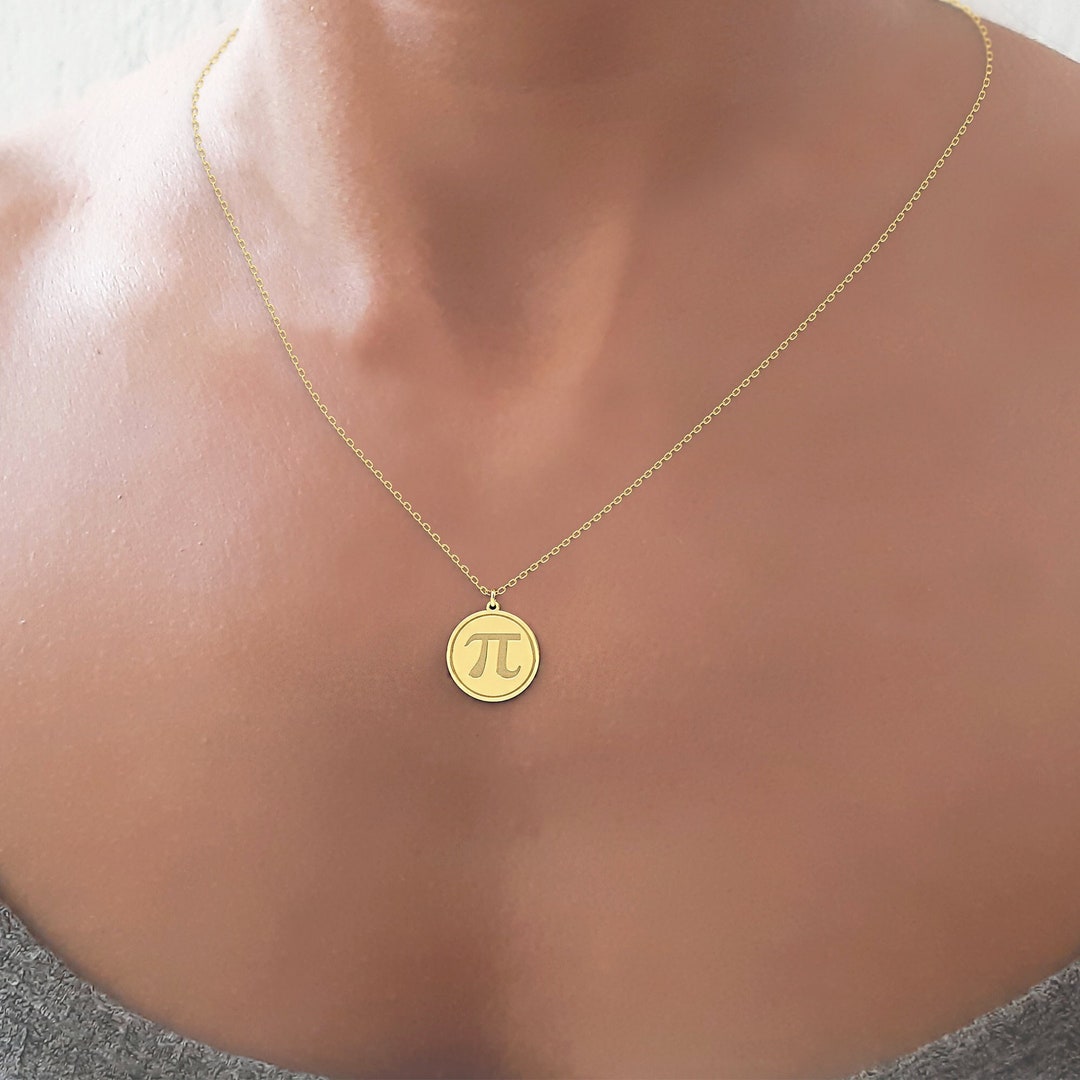 Dainty 14k Solid Gold Pi Necklace, Personalized Pi Symbol Necklace