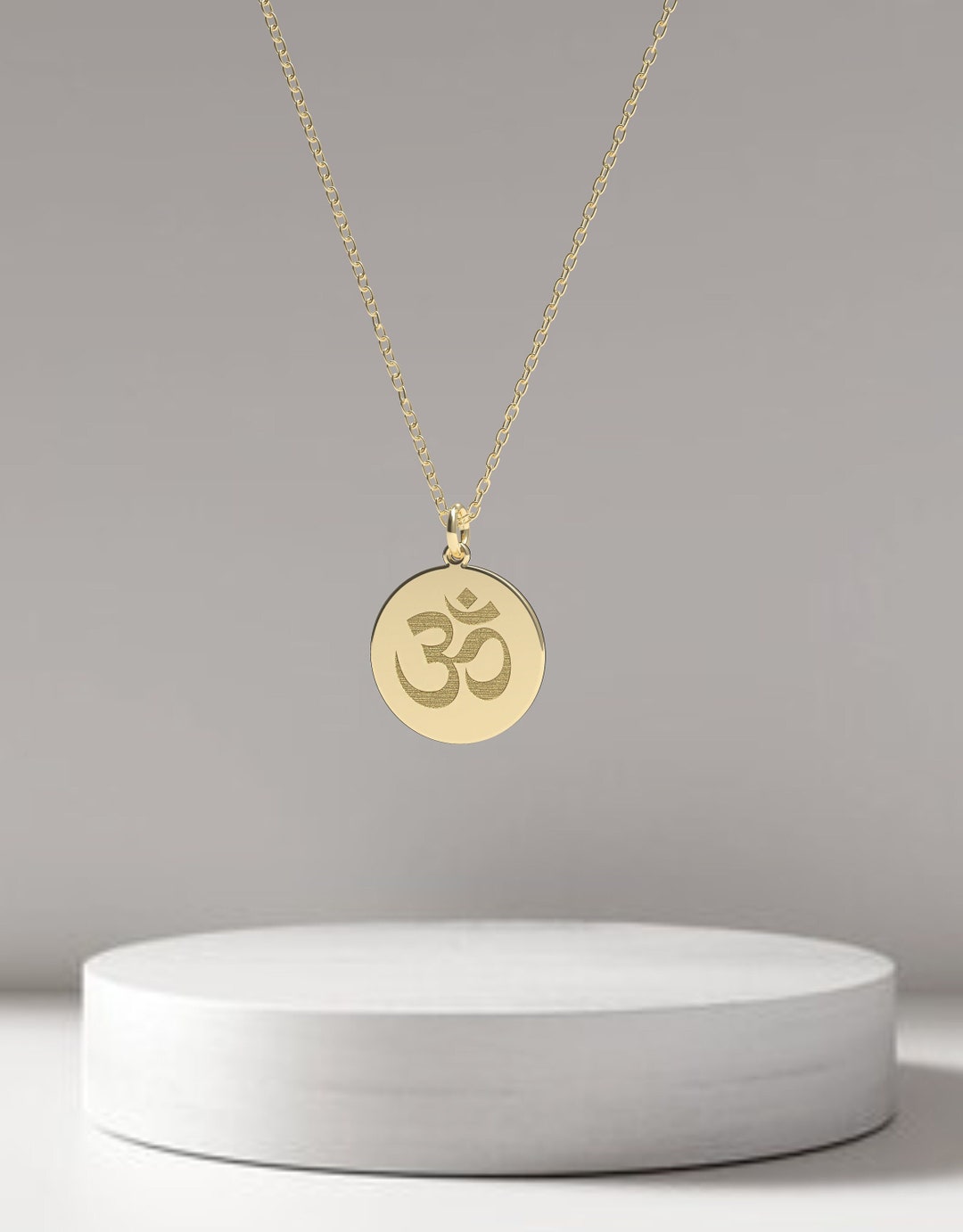 Real 14k Solid Gold Om Necklace, , Spiritual Aum Pendant Necklace , Aum Pendant , Yoga Jewelry
