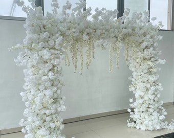 Luxury White Flower Arch, Oversized Artificial Rose Wedding Arbor