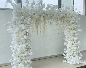 White Rose Japanese cherry blossom Flower Arch Flower Garland Wedding Arch Flower Archway Flower Arrangement Rectangle arch flower pillar