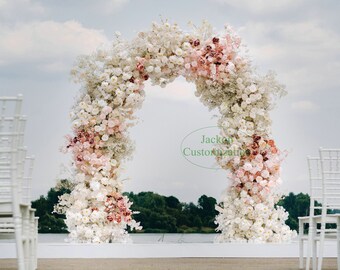 Cream, Baby Pink Archway Flower with Baby's Breath, Flower Ball, Wedding Ceremony Props, Engagement Party Background Decoration