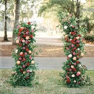 Red Flower Arch,5D Artificial Custom Floral Arch,Silk Flower Arrangement,Wedding Floral Garland Arch,Bridal Shower Aisle Floral Decor
