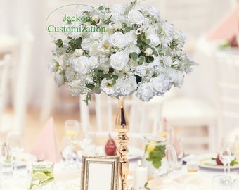 Cream Wedding Reception Flower Ball Centerpiece, 5D Artificial Flower, Baby Shower Event Party Backdrop Decoration