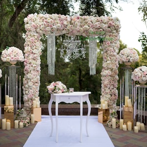 Baby Pink Ivory Rectangle Arch Flower Arrangement Flower Centerpiece Wedding Party Flower Runner Events Background Decoration