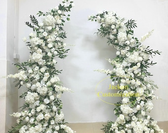 Ivory Roses Peony Flower Arrangement Green Plant Wedding Arch Flower Garden Events Party Background Decor