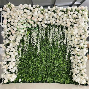 5D Fabric Back Flower Wall Cloth Roll Up Floral Wall Hanging Wisteria Grass Plant Wall Events Backdrop Decor Wall Panel Artificial Decor