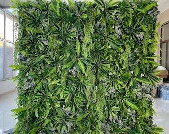 Tropical Ferns Greenery 5D Flower Wall On Cloth Fabric Roll Up Summer Wedding Photo Backdrop Decor Floral Wall Top Quality Quick Assemble