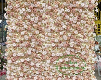 Tissu beige rose poudré enroulable fleur mur accessoires de toile de fond photo de fête de mariage de qualité supérieure assemblage rapide