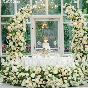 White Baby Pink Flower Arch, Wedding Decor Floral Arch, Home Decor Faux Horn Arch, Ground Floral Floor, Wedding Aisle Runners & Decor