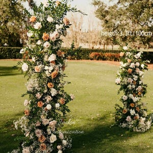 Brown Dusty Pink Flower Arch,5D Artificial Floral Arch,Autumn Fall Wedding Decor Floral Garland Arch,Bridal Shower Flower Arrangement Arch