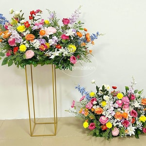 Colorato fiore artificiale per navata nuziale, fiore da pavimento, fiore primaverile, runner da tavolo, arco nuziale, sfondo per feste, decorazione floreale