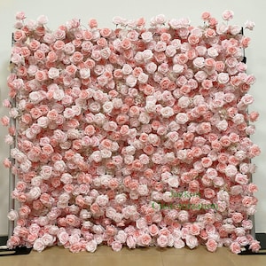5D Cloth Roll Up Flower Wall Fabric Backdrop Light Pink Event Party Wedding Backdrop Decoration