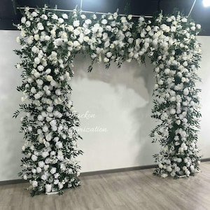 White Rectangular Flower Arch Willow Leaves Floral Arch Wedding Flower Garland Arch Bridal Shower Backdrop Flower Arrangement Centerpieces