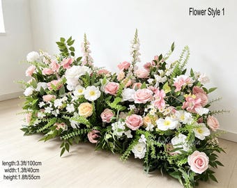 Blush Pink, White Floor Flower Arrangement, Artificial Rose Greenery Wedding Decor
