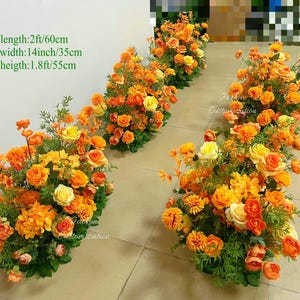 Burnt Orange Wedding Ceremony Aisle Runner Floral, Wedding Flowers, Altar Decor, Bridal Shower Flower Arrangement, Flowers Ground Row