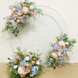 Sky Blue Light Pink Artificial Flower Arrangement Handmade Wedding Aisle Flower Flower Centerpiece Wedding Party Backdrop Decor Arch Floral