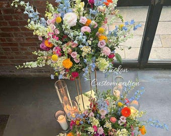 Alfombra floral colorida para pasillo de boda, decoración floral para altar