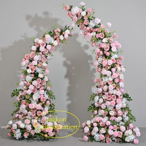 Blush Pink Horn Flower Arch 5D Artificial Wedding Floral Arch Wedding Aisle Floral Decor Party Flower Garland Flower Centerpiece Decor