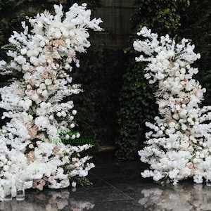 White Flower Arch Wedding Floral Arch 5D Artificial Silk Flower Arrangement Romantic Wedding Bridal Shower Decor Floral Garland Arch